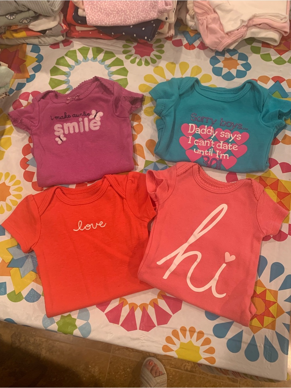 Baby Girls Short Sleeve Graphic Onesies